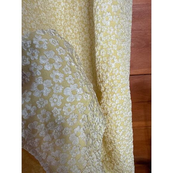 NWT Lulus Ninetta Light Yellow Floral Jacquard Lace-Up Midi Dress Party Size XS - Picture 9 of 11